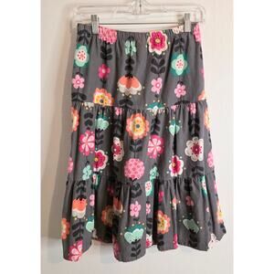 Gymboree Micro Corduroy Tiered Skirt Gray Pink Floral Girl's Size 12 Peasant